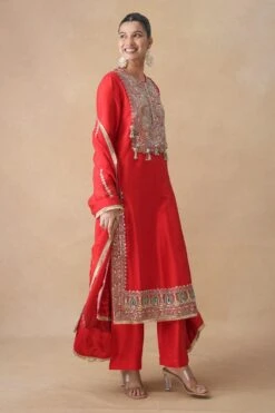 Anamika Khanna Rich Red Sequin & Thread Embellished Kurta Set -Echo Clothing Store 121223ak10 3