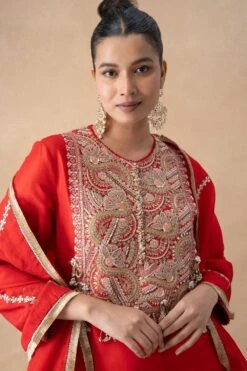 Anamika Khanna Rich Red Sequin & Thread Embellished Kurta Set -Echo Clothing Store 121223ak10 4