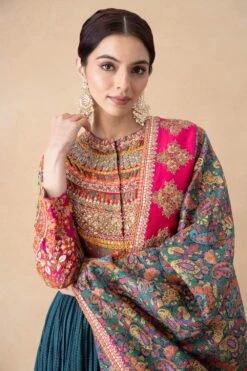 Debyani Blue Floral Printed & Embellished Anarkali Set -Echo Clothing Store 121223di2 4