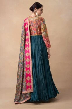 Debyani Blue Floral Printed & Embellished Anarkali Set -Echo Clothing Store 121223di2 5