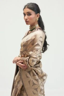 Kshitij Jalori Nasreen Shadow Grey Brocade Silk Sari -Echo Clothing Store 1212ks11 4