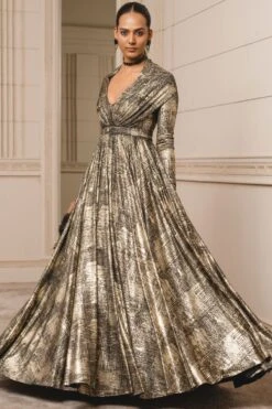 Tarun Tahiliani Metallic Black Flared Gown -Echo Clothing Store 1212tt04 3