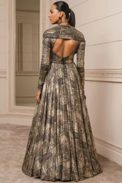 Tarun Tahiliani Metallic Black Flared Gown -Echo Clothing Store 1212tt04 4