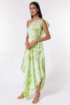 Stephany Green Fold Dyed One Shoulder Dress -Echo Clothing Store 124stp3 4