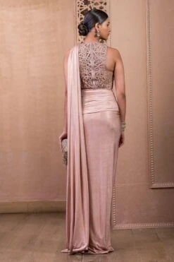 Tarun Tahiliani Old Rose Draped Concept Sari Set -Echo Clothing Store 12623tt23 3