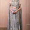 Tarun Tahiliani Palladium Blue Hand Embellished Concept Sari Set