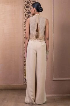Tarun Tahiliani Beige Hand Embellished Jumpsuit And Gilet Set 5 Tarun Tahiliani Beige Hand Embellished Jumpsuit And Gilet Set -Echo Clothing Store 12623tt5 3