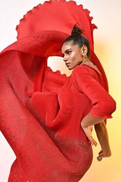 Kiran Uttam Ghosh Red Zardosi Embellished Wrap 5 Kiran Uttam Ghosh Red Zardosi Embellished Wrap -Echo Clothing Store 12723kug22 3