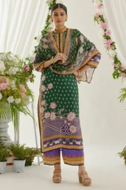 Rajdeep Ranawat Emerald Floral Printed Kurta Set