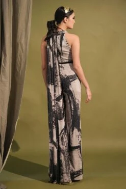 Nikita Mhaisalkar Black & White Stroke Printed Jumpsuit Sari 11 Nikita Mhaisalkar Black & White Stroke Printed Jumpsuit Sari -Echo Clothing Store 131023nmw7 6