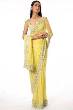 Ritika Mirchandani Yellow Embellished Sari Set