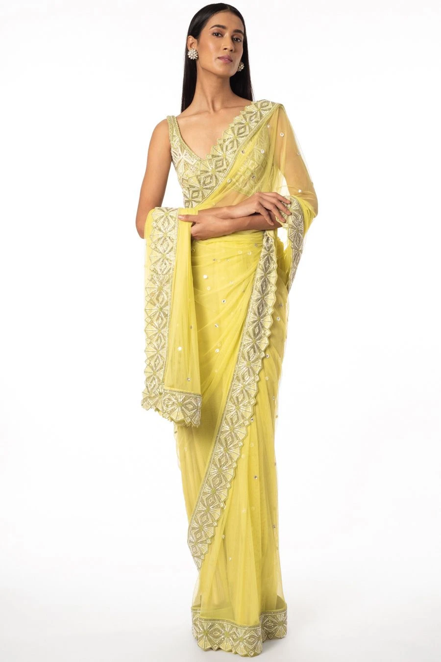 Ritika Mirchandani Yellow Embellished Sari Set 1 Ritika Mirchandani Yellow Embellished Sari Set
