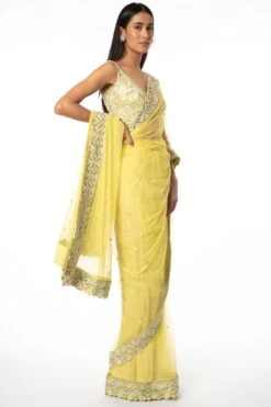 Ritika Mirchandani Yellow Embellished Sari Set 7 Ritika Mirchandani Yellow Embellished Sari Set -Echo Clothing Store 1311rm3 3