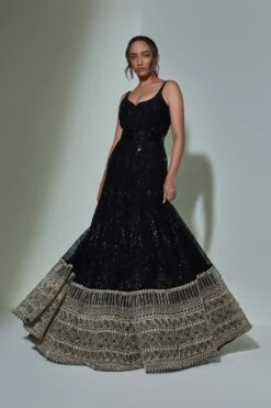 Ritika Mirchandani Black Chrome Embroidered Anarkali Set