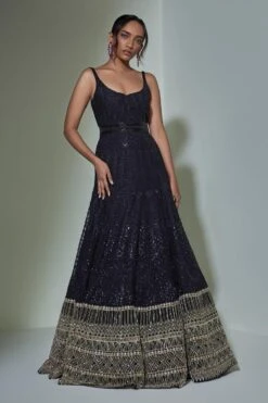 Ritika Mirchandani Black Chrome Embroidered Anarkali Set -Echo Clothing Store 1312rm13 4