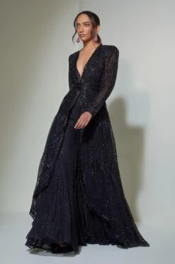 Ritika Mirchandani Black High-low Embroidered Anarkali Set -Echo Clothing Store 1312rm14 3