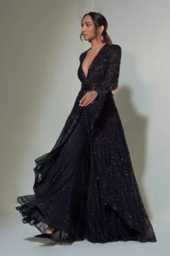 Ritika Mirchandani Black High-low Embroidered Anarkali Set -Echo Clothing Store 1312rm14 4