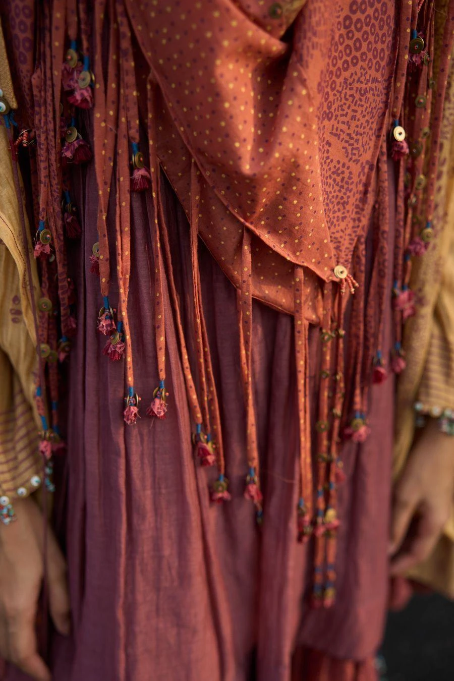 Swatti Kapoor Orange Hand Block Printed Stole 2 Swatti Kapoor Orange Hand Block Printed Stole - Image 2