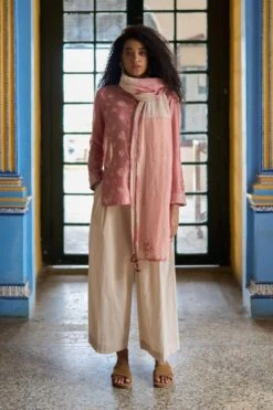 Swatti Kapoor Quartz Pink Hand Block Printed Stole