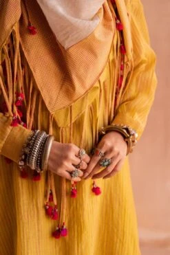 Swatti Kapoor Yellow Handblock Printed Scarf 5 Swatti Kapoor Yellow Handblock Printed Scarf -Echo Clothing Store 13623sk12 3