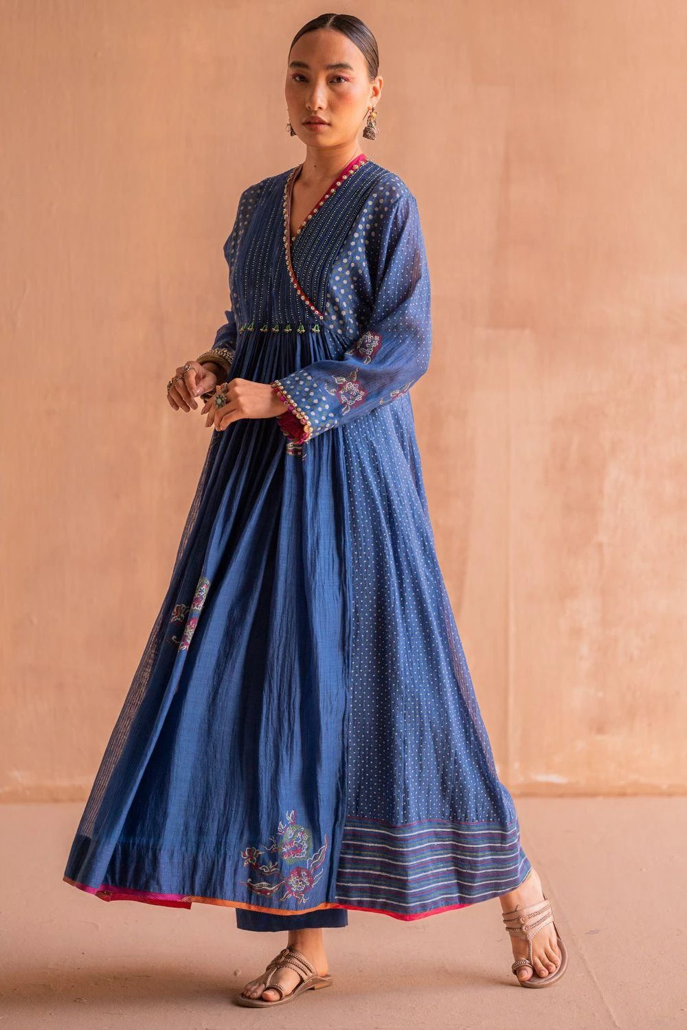 Swatti Kapoor Neel Blue Hand Embellished Pleated Kurta 2 Swatti Kapoor Neel Blue Hand Embellished Pleated Kurta - Image 2