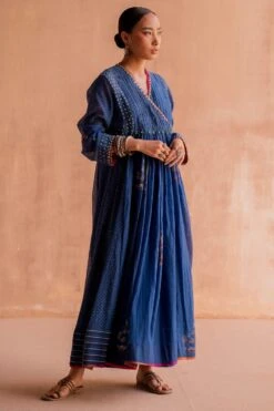 Swatti Kapoor Neel Blue Hand Embellished Pleated Kurta 7 Swatti Kapoor Neel Blue Hand Embellished Pleated Kurta -Echo Clothing Store 13623sk4 3