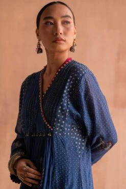 Swatti Kapoor Neel Blue Hand Embellished Pleated Kurta 8 Swatti Kapoor Neel Blue Hand Embellished Pleated Kurta -Echo Clothing Store 13623sk4 4