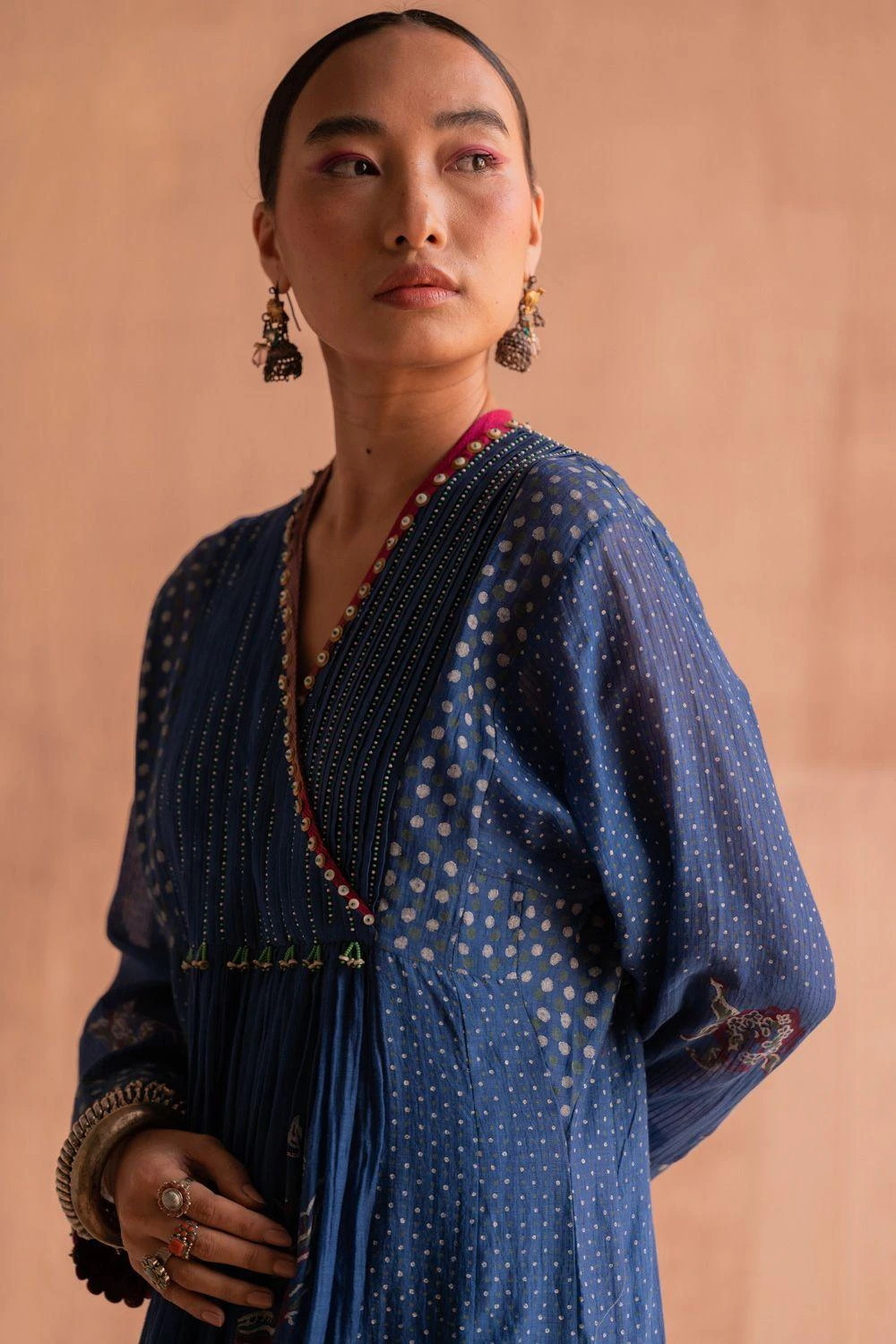 Swatti Kapoor Neel Blue Hand Embellished Pleated Kurta 4 Swatti Kapoor Neel Blue Hand Embellished Pleated Kurta - Image 4