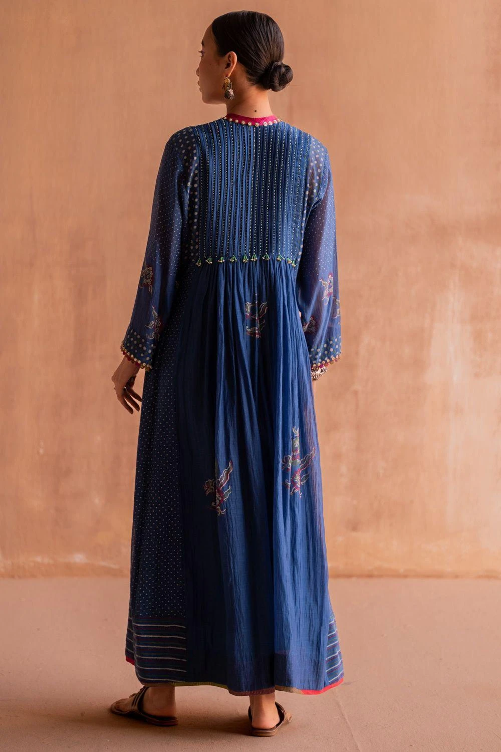 Swatti Kapoor Neel Blue Hand Embellished Pleated Kurta 5 Swatti Kapoor Neel Blue Hand Embellished Pleated Kurta - Image 5