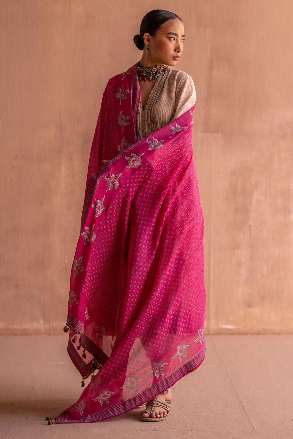 Swatti Kapoor Pink Handblock Printed Dupatta 2 Swatti Kapoor Pink Handblock Printed Dupatta - Image 2