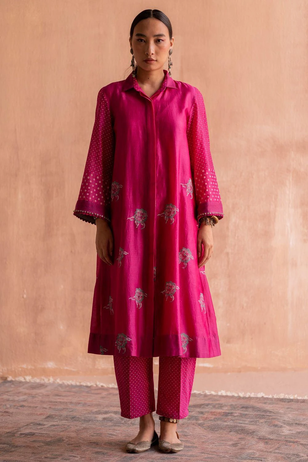 Swatti Kapoor Rani Pink Hand Embellished Kurta 1 Swatti Kapoor Rani Pink Hand Embellished Kurta