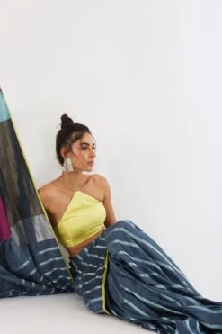 AROHI Dapple Grey Striped Sari 10 AROHI Dapple Grey Striped Sari -Echo Clothing Store 139ar4 5