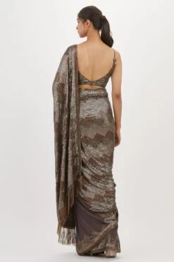 Nakul Sen Charcoal Sequinned Sari Set 13 Nakul Sen Charcoal Sequinned Sari Set -Echo Clothing Store 13nsc26 7