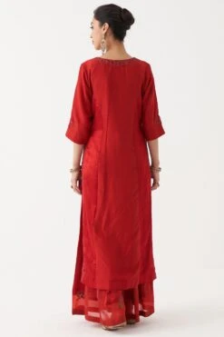 Rhua Red Habutai Silk Kurta Set -Echo Clothing Store 1411rhua3 5