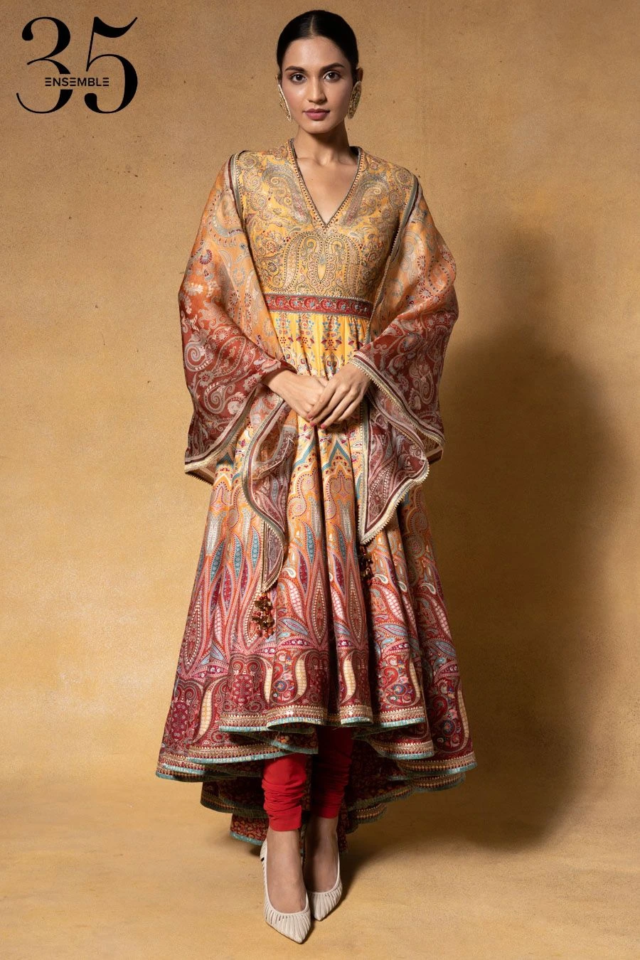 Tarun Tahiliani Sunset Kashida Embroidered Anarkali Set 1 Tarun Tahiliani Sunset Kashida Embroidered Anarkali Set