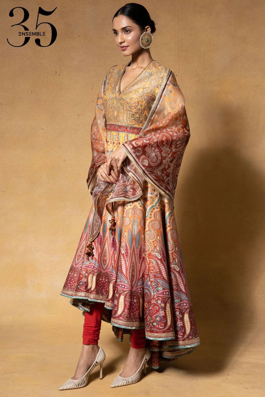 Tarun Tahiliani Sunset Kashida Embroidered Anarkali Set 2 Tarun Tahiliani Sunset Kashida Embroidered Anarkali Set - Image 2