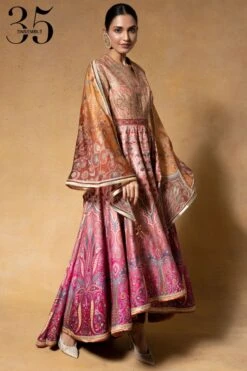 Tarun Tahiliani Pink Kashida Embellished Anarkali Set -Echo Clothing Store 1411tt171 3