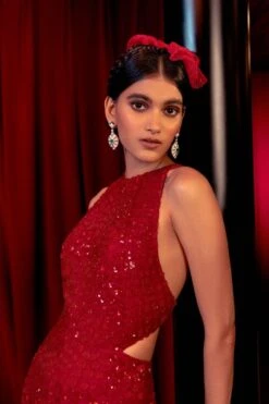 Mishru Red Embellished Leyla Jumpsuit -Echo Clothing Store 142mru20 3