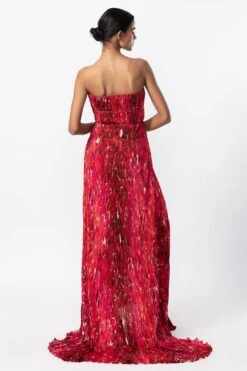 Saaksha & Kinni Red Floral Micro Pleated Gown -Echo Clothing Store 14323sk49 3