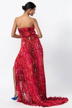 Saaksha & Kinni Red Floral Micro Pleated Gown -Echo Clothing Store 14323sk49 4