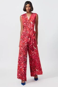 Saaksha & Kinni Red Floral Printed Jumpsuit