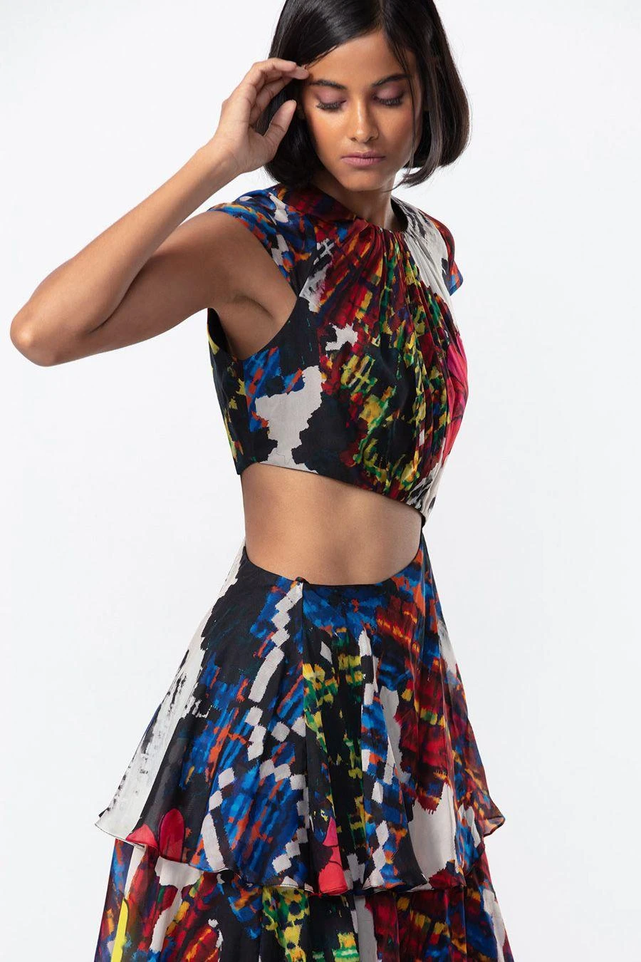 Saaksha & Kinni Red Tiered Cut-out Dress 2 Saaksha & Kinni Red Tiered Cut-out Dress - Image 2