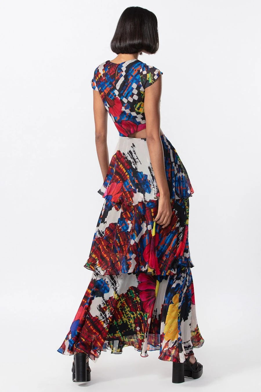 Saaksha & Kinni Red Tiered Cut-out Dress 4 Saaksha & Kinni Red Tiered Cut-out Dress - Image 4