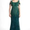 Sharnita Nandwana Emerald Green Fitted Cold Shoulder Gown