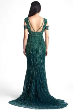 Sharnita Nandwana Emerald Green Fitted Cold Shoulder Gown -Echo Clothing Store 144sn6 5