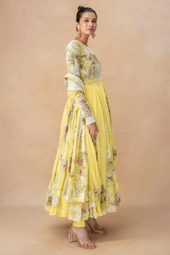 Anamika Khanna Yellow Floral Embellished Kurta Set -Echo Clothing Store 14823ak10 3
