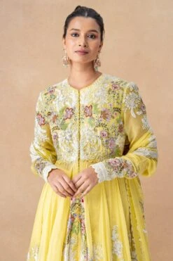 Anamika Khanna Yellow Floral Embellished Kurta Set -Echo Clothing Store 14823ak10 4