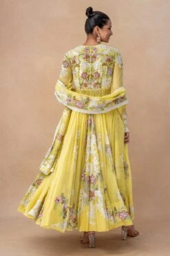 Anamika Khanna Yellow Floral Embellished Kurta Set -Echo Clothing Store 14823ak10 5