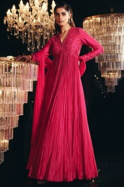 Ridhi Mehra Fuchsia Embroidered Anarkali Set