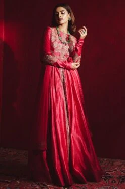 Ridhi Mehra Cherry Red Embellished Anarkali Set